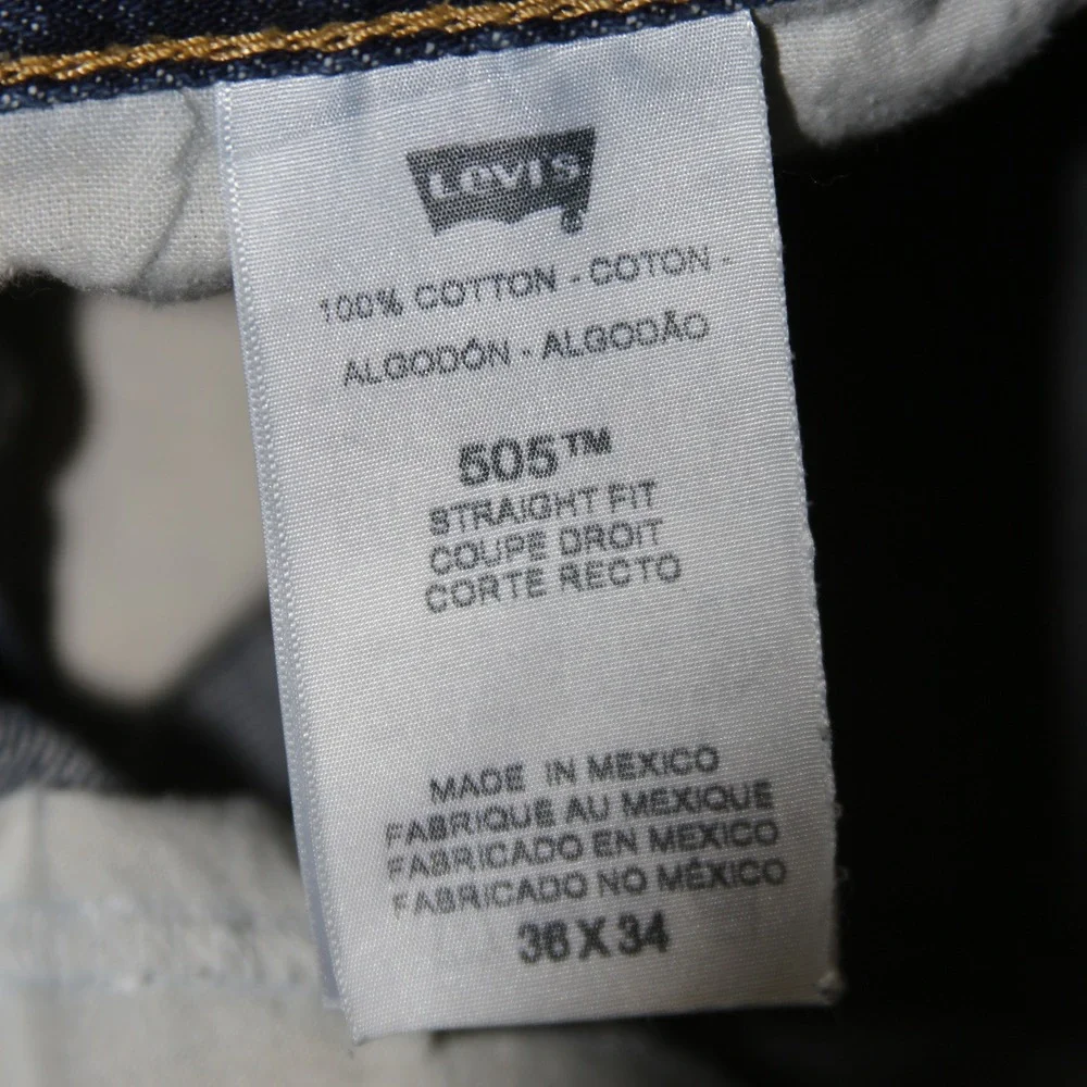 Levis 505 Straight Fit‎ Jeans Mens 38x34 Blue Denim Regular Leg Workwear Utility
